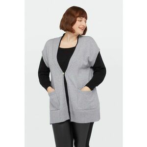 Pulover plus size cu buzunare aplicate imagine