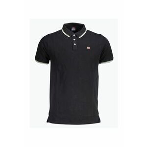 Tricou polo barbati cu logo si detalii contraste - din bumbac - Negru imagine