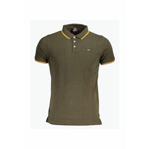 Tricou polo barbati cu logo si detalii contraste - din bumbac - Olive imagine