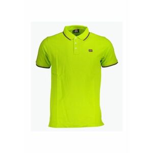 Tricou polo barbati cu logo si detalii contraste - din bumbac - Galben neon imagine