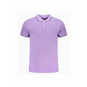 Tricou polo barbati cu logo si detalii contraste - din bumbac - Mov imagine