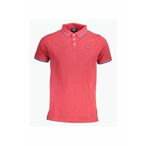 Tricou polo barbati cu logo si detalii contraste - din bumbac - Rosu imagine