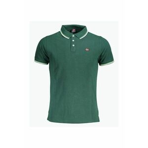 Tricou polo barbati cu logo si detalii contraste - din bumbac - Verde inchis imagine