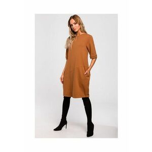 Rochie de dama - Cu buzunare - Bumbac - Elastan - Caramel imagine