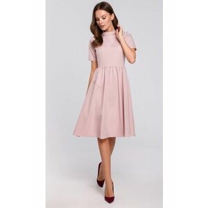 Rochie dama cu guler - Poliester/Elastan - Roz lilac imagine