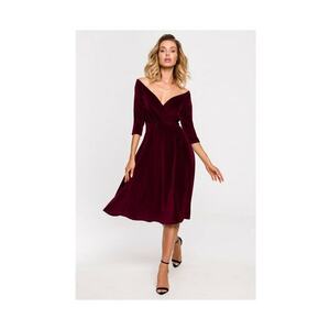 Rochie din catifea cu decolteu pe umeri - burgundy - XXL imagine