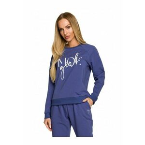 Bluza cu imprimeu brodat - Bumbac/Elastan - Indigo imagine