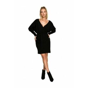 Rochie pulover Cu decolteu in V - Acril - Lana - Negru imagine