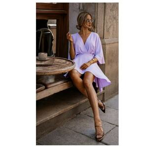 Rochie mini cu fund evazat - violet - imagine