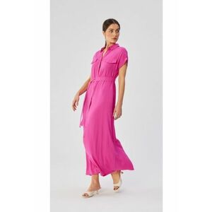 Rochie dama - maxi cu maneci scurte si maneci deschise - Poliester - Portocaliu imagine