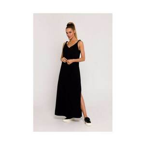 Rochie maxi cu decolteu adanc la spate - negru imagine