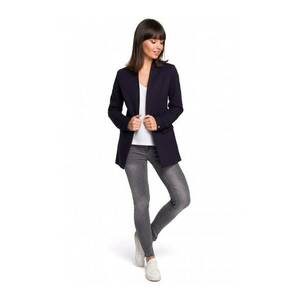 Blazer din tricot - Fara guler - Bumbac - Elastan - Bleumarin imagine