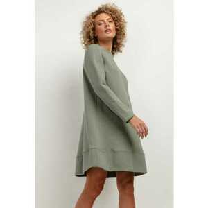 Rochie cu croiala in A si maneca lunga T378 verde imagine