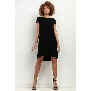 Rochie lejera din amestec de in - cu pliu pe spate T403 - negru - imagine