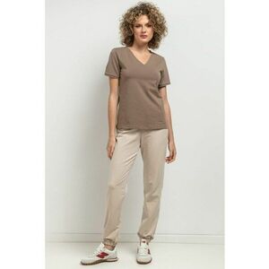 Tricou cu decolteu in V T394 maro taupe imagine