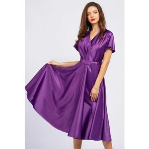 Rochie midi evazata cu aspect satinat imagine