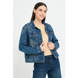 Jacheta dama din denim cu buzunare - Albastru - imagine