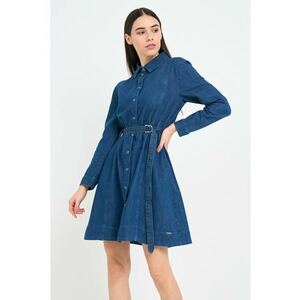 Rochie dama din denim cu buzunare - Albastru imagine