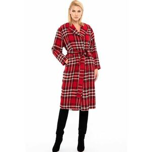 Palton din amestec de lana cu model tartan si design petrecut imagine