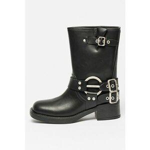 Cizme biker mid-calf din piele imagine