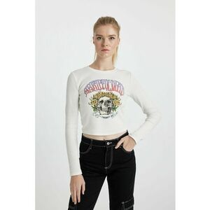 Bluza crop cambrata cu decolteu la baza gatului imagine