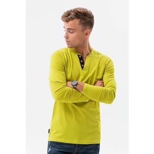 Bluza din bumbac cu fenta cu nasturi - Verde lime - imagine