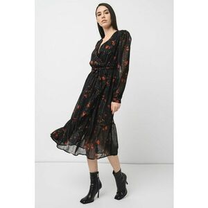 Rochie midi cu decolteu in V si model floral imagine