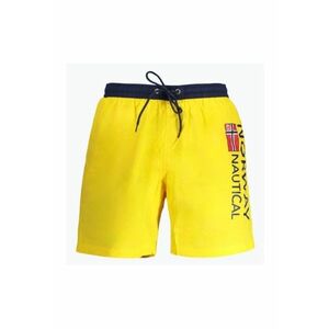 Pantaloni scurti barbati pentru inot cu imprimeu cu logo - croiala Regular fit - Galben imagine