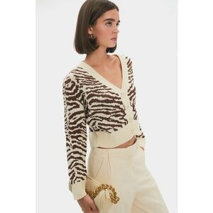 Cardigan crop cu animal print imagine