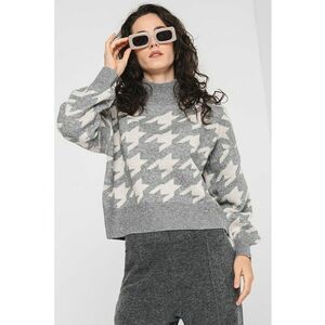 Pulover cu maneci lungi si model houndstooth imagine