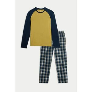 Pijama lunga din bumbac cu maneci raglan imagine