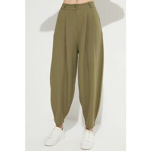 Pantaloni crop conici din amestec de in imagine