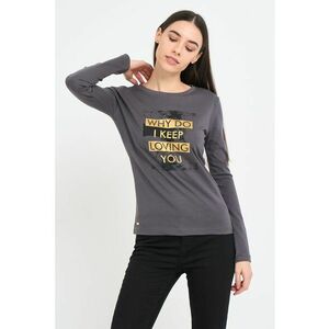 Bluza de bumbac cambrata cu model text imagine