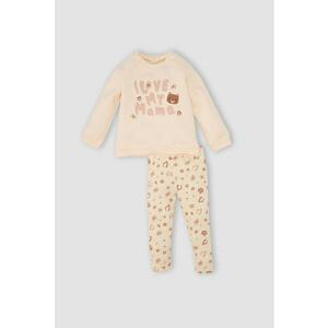 Pijama regular fit cu pantaloni lungi si maneci raglan imagine