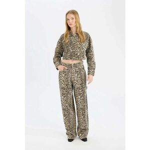 Pantaloni relaxed fit cu animal print imagine