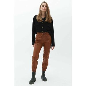 Pantaloni de piele ecologica cu snur elastic in talie imagine