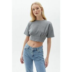 Tricou crop cu model uni imagine