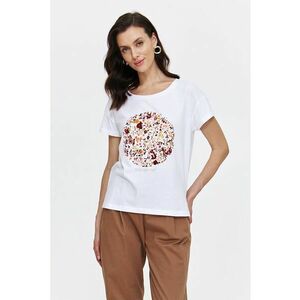 Tricou cu decolteu la baza gatului si imprimeu floral imagine