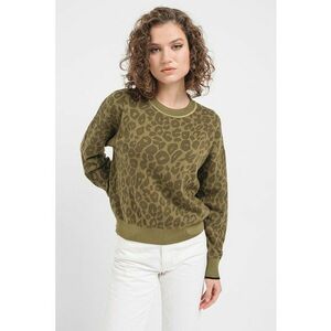 Pulover din amestec de bumbac organic cu decolteu la baza gatului sii animal print imagine