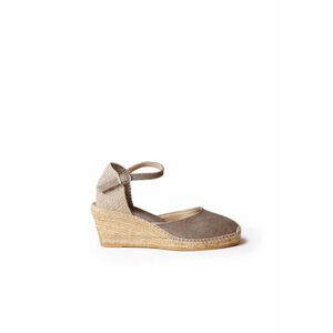 Sandale tip espadrile cu talpa wedge Caldes - Bumbac/Material textil - Gri-Maro inchis imagine