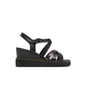 Sandale wedge cu detalii de piele imagine