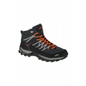 Bocanci trekking pentru barbati - Rigel Mid WP - Piele intoarsa - Negru/Portocaliu imagine