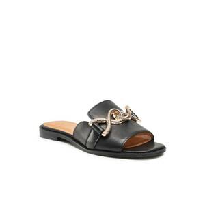 Papuci flip-flop dama - Piele naturala - Negru imagine