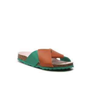 Papuci flip-flop dama - Piele ecologica - Maro imagine