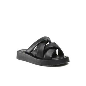 Papuci flip-flop cu barete dama - Piele ecologica - Negru imagine