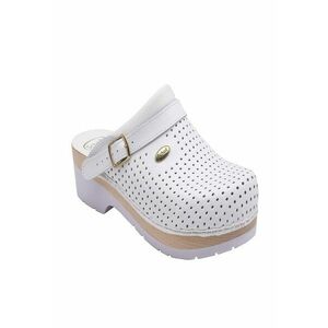 Saboti dama - Clog Supercomfort - piele naturala - alb imagine