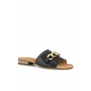 Papuci flip-flop cu catarama dama - Piele naturala - Negru imagine