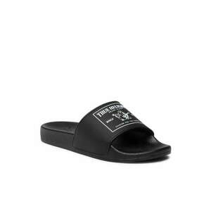 Papuci flip-flop cu model pentru barbati - Piele ecologica - Negru imagine