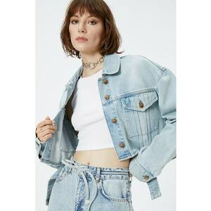 Jacheta crop relaxed fit de denim imagine