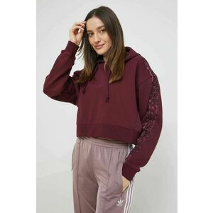 adidas Originals hanorac de bumbac femei, culoarea violet, cu glugă, neted imagine